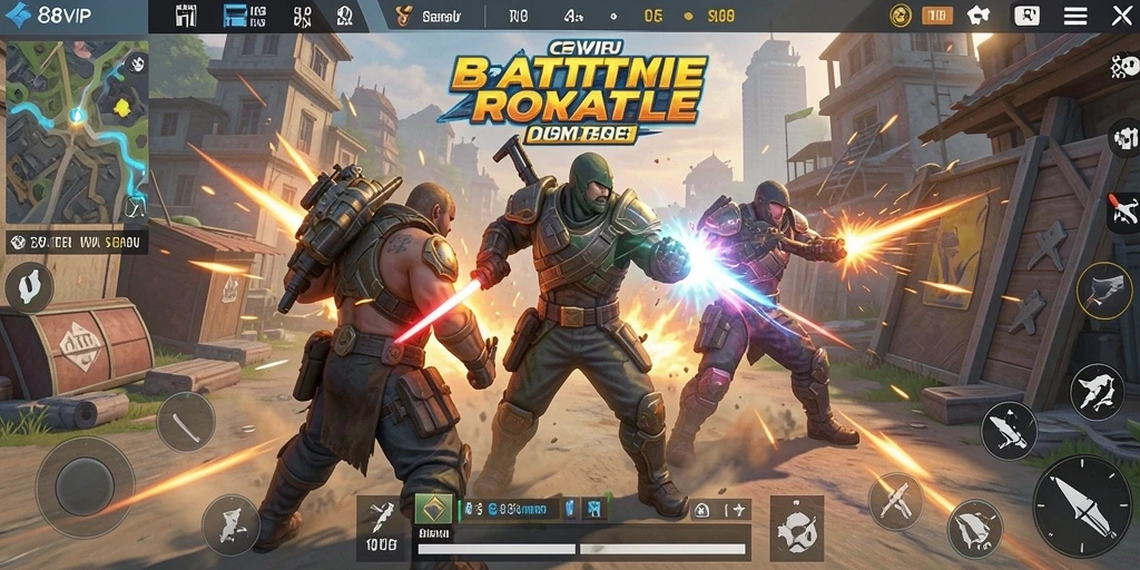 Gameplay C8VIP yang intens dalam medan tempur Battle Royale.