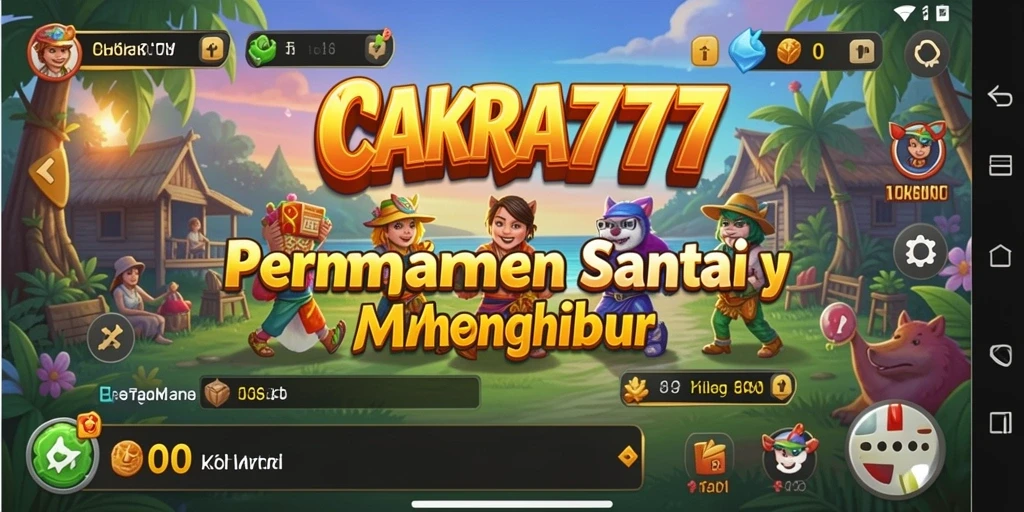 Tampilan gameplay CAKRA777 yang ceria dan interaktif.