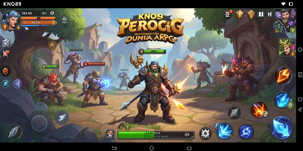Tampilan aksi menarik dalam permainan ARPG KNO89 dengan berbagai karakter dan monster.