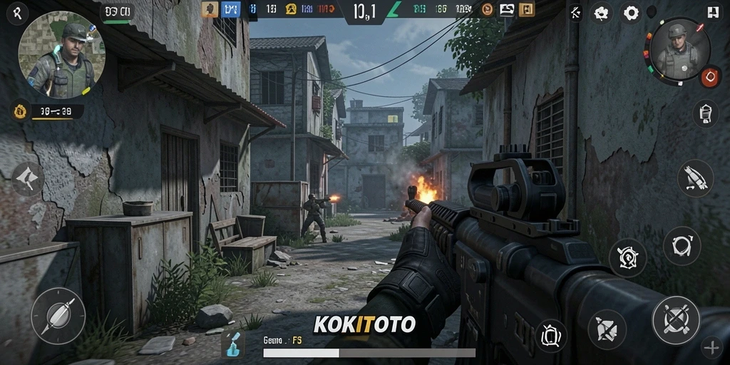 Tampilan gameplay seru dalam KOKITOTO dengan aksi menegangkan.