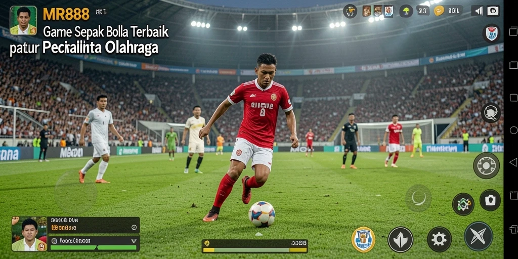 Screenshot utama MR888 menampilkan pertandingan sepak bola yang seru.