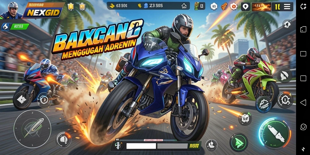 Gambaran gameplay seru dari balapan motor dalam NEXGID.